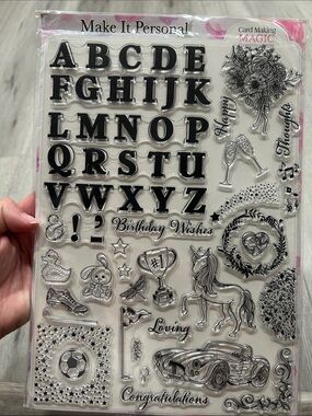 Card Making Magic Alphabet Clear Stamps - Black Alphabet & Accents NWT